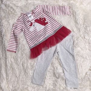 Jessica Ann Red White Unicorn Christmas Long Sleeve Leggings Outfit Size 2T